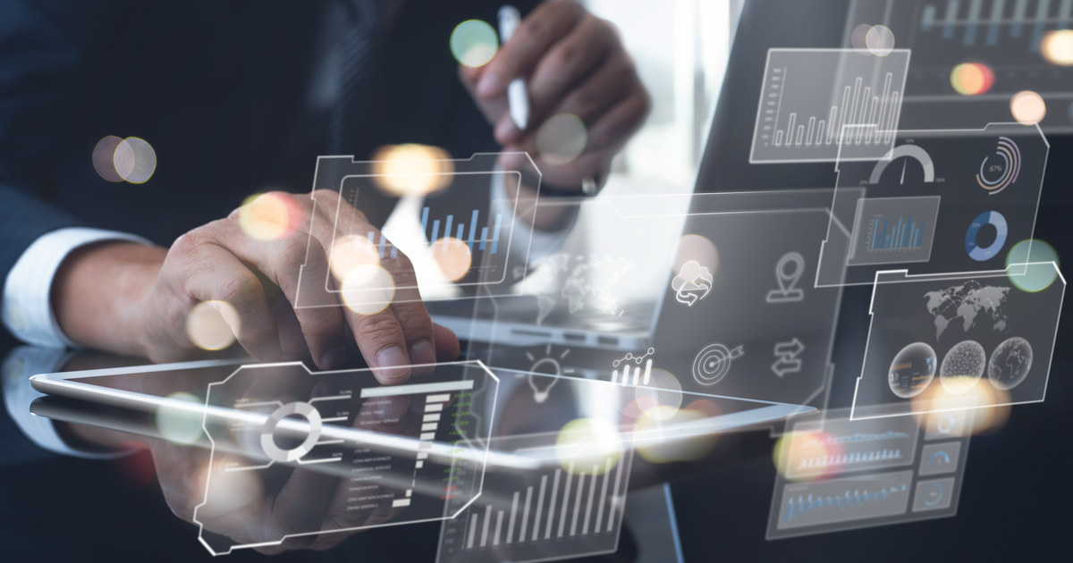Business person using artificial intelligence to make decisions