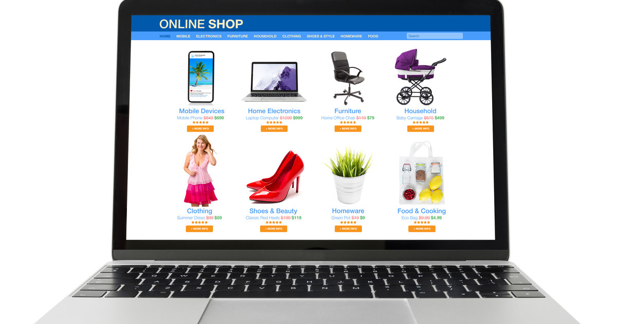 Tienda online vista en un portátil